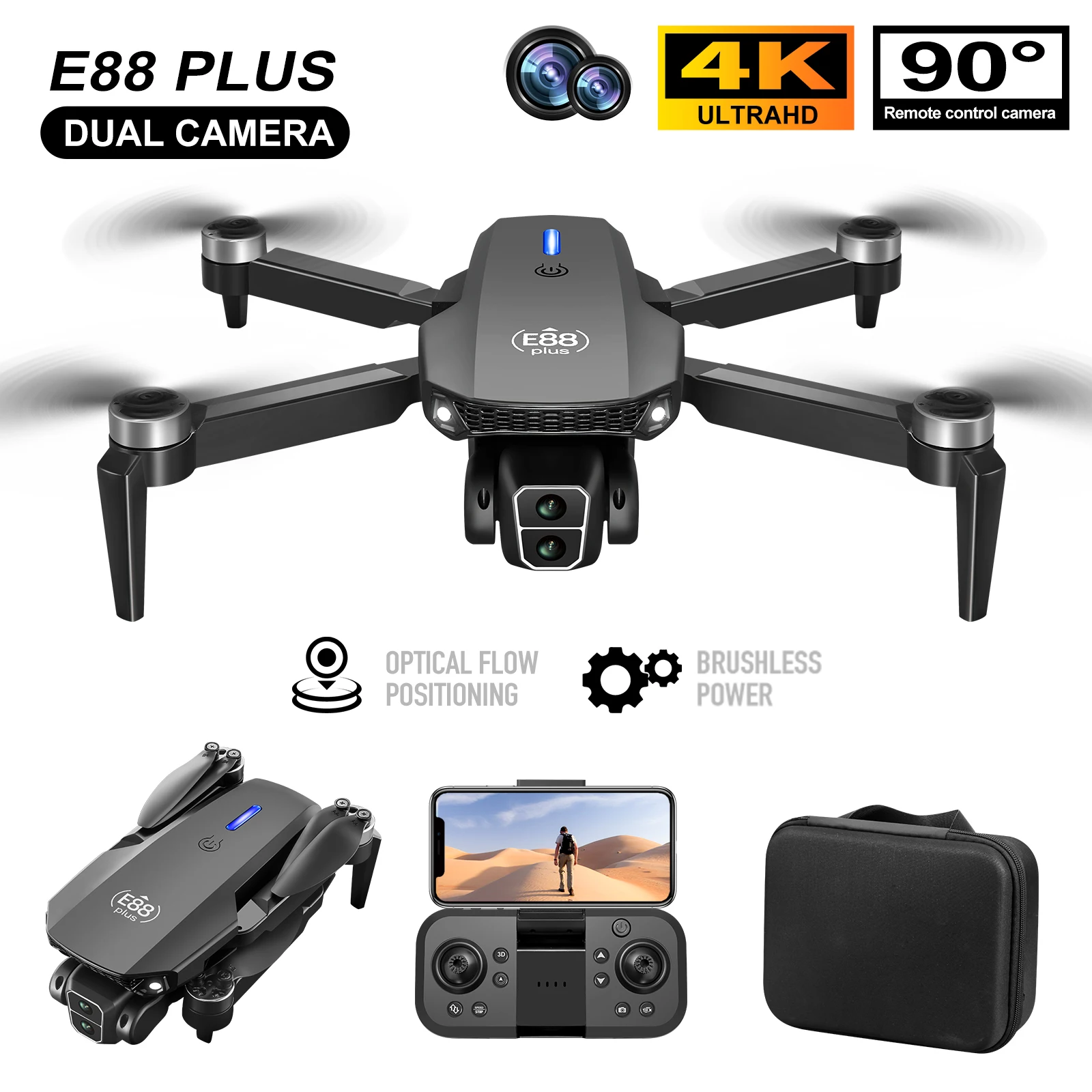 New E88 Plus Quadcopter Drone: - đánh giá và giá Drone Lidar